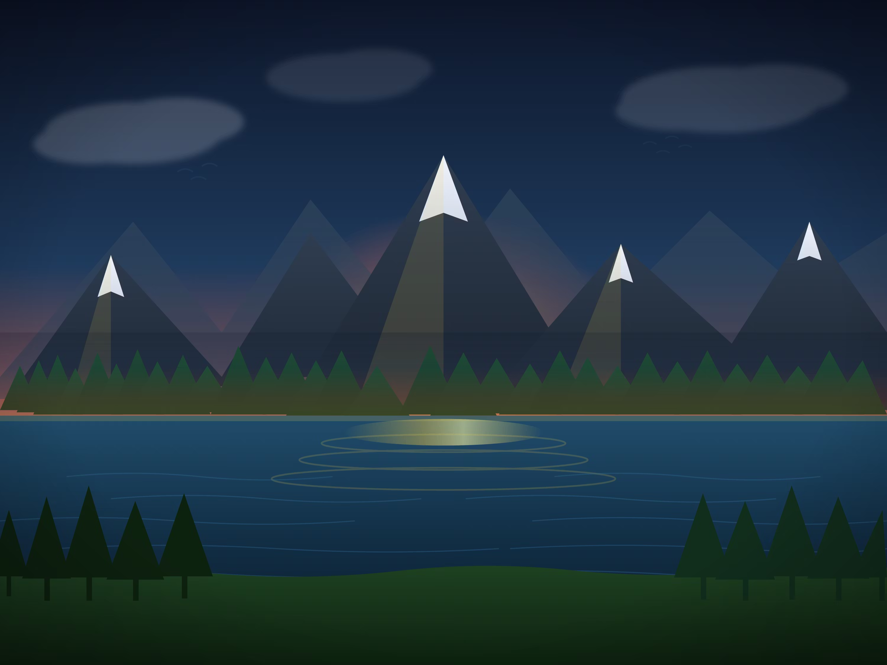Illustrated Bassora Forge lake scene